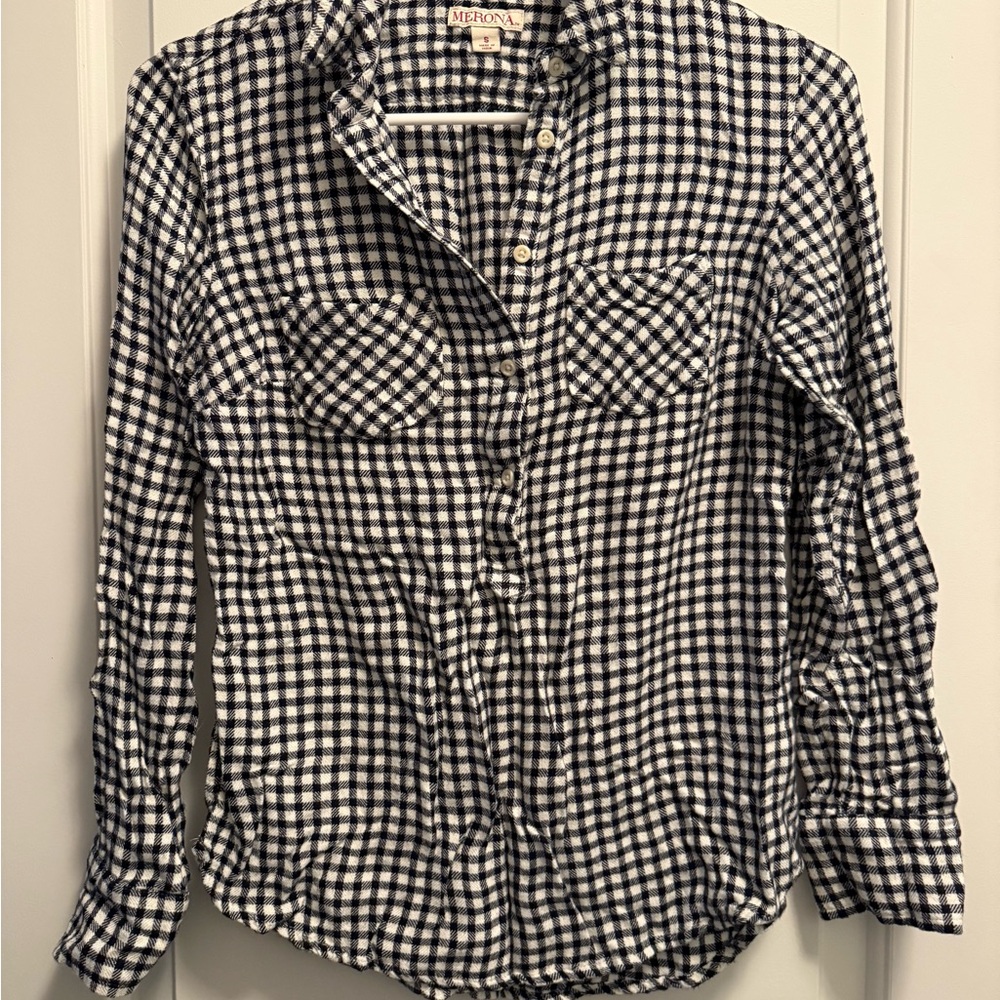 Merona Black and White Checkered Shirt